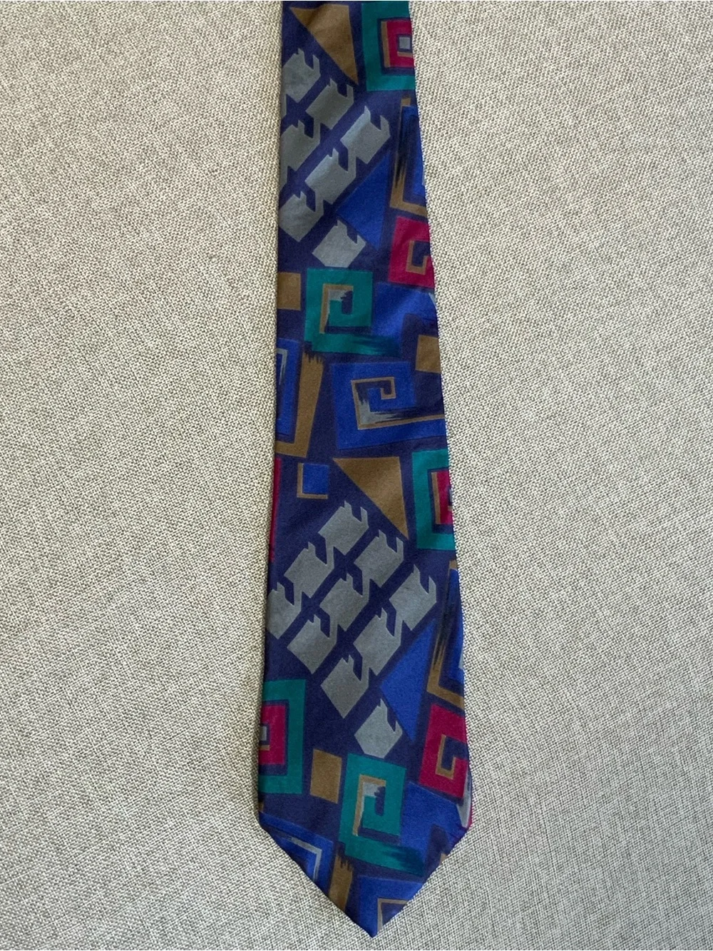 Vintage Manhattan Abstract Geometric Silk Tie USA 90s